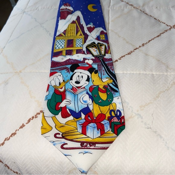 Disney Festive Blue Tie with Characters - Picture 2 of 7